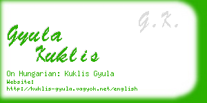 gyula kuklis business card